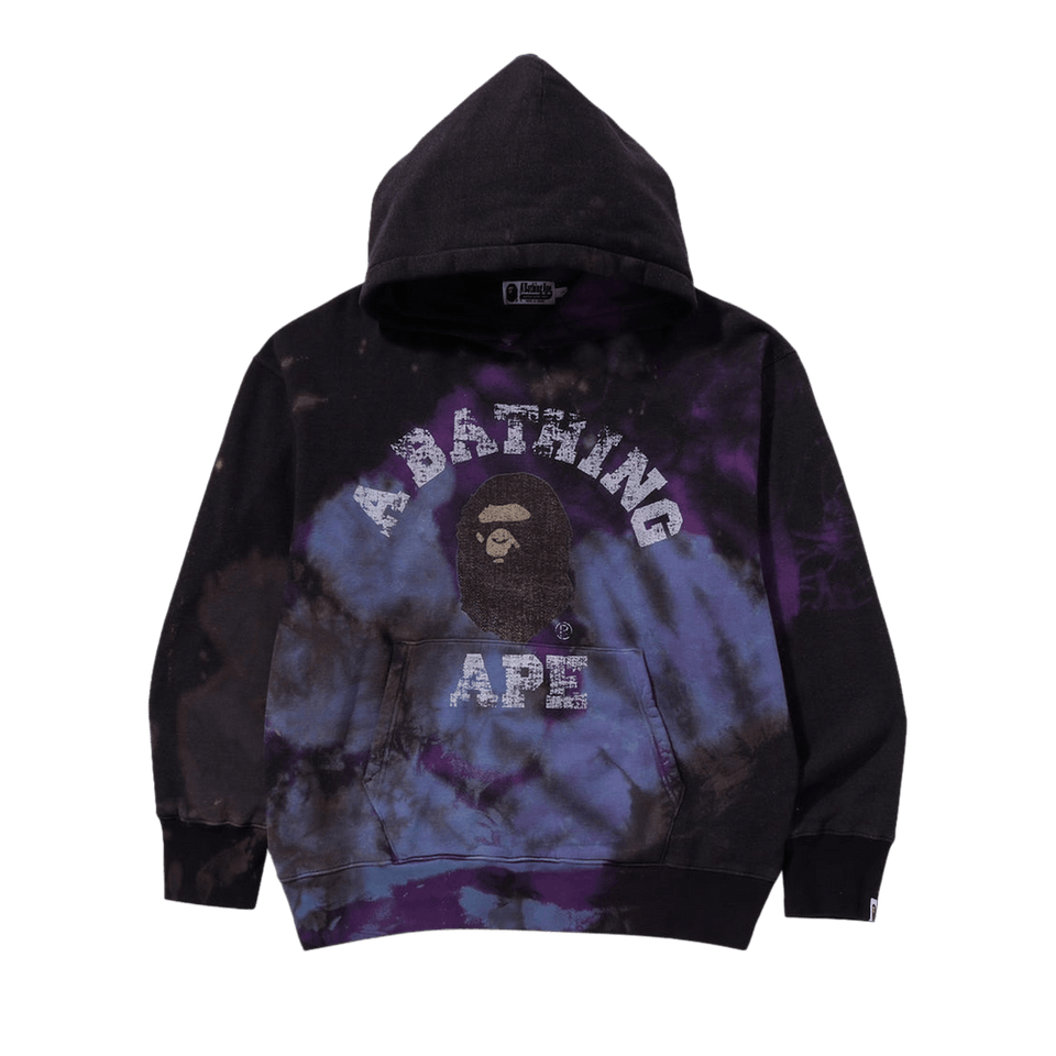 Bape Tie Dye College Relaxed Fit Pullover Hoodie Black