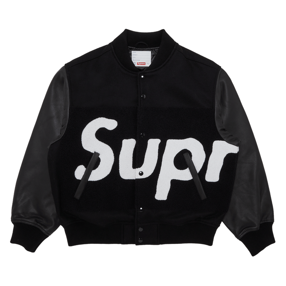 Supreme Big Logo Chenille Varsity Jacket Black