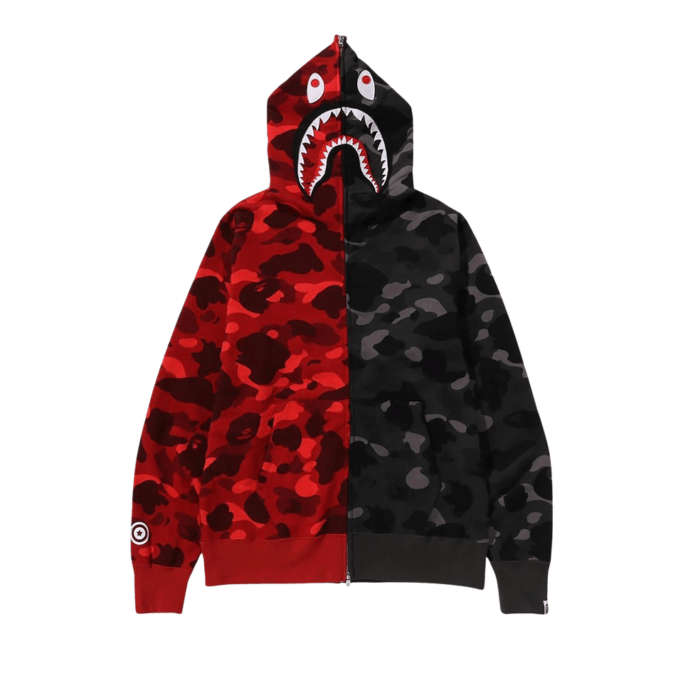 BAPE Color Camo Separate Shark Full Zip Hoodie Red/Black