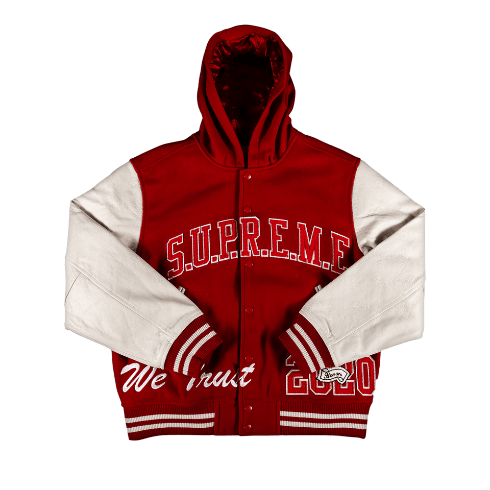 Supreme King Hooded Varsity Jacket Red