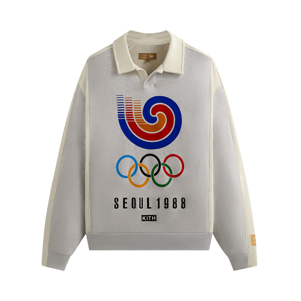 Kith For Olympics Heritage Nelson Collared Pullover Light Heather Grey