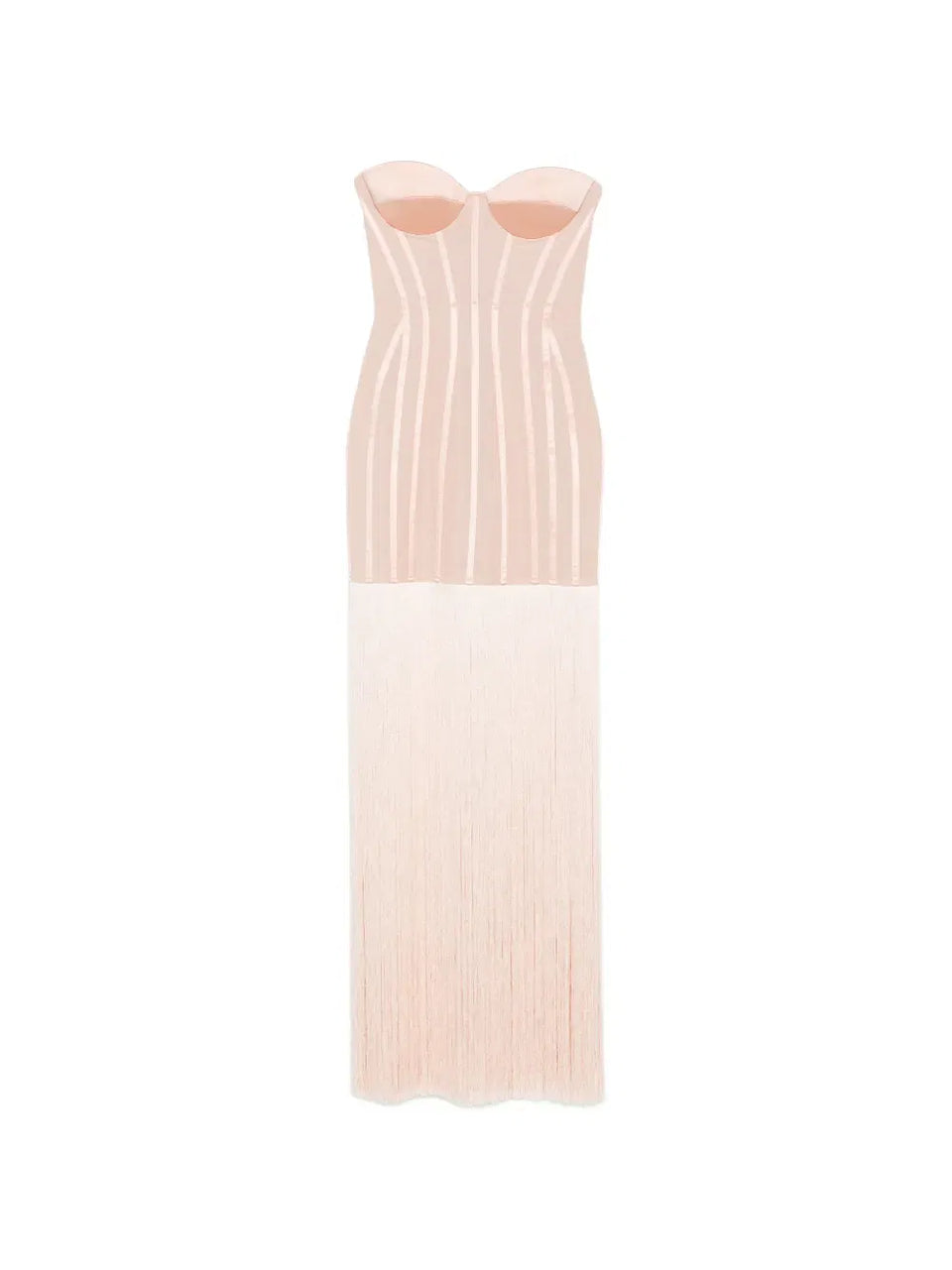 fringe-detail corset maxi dress
