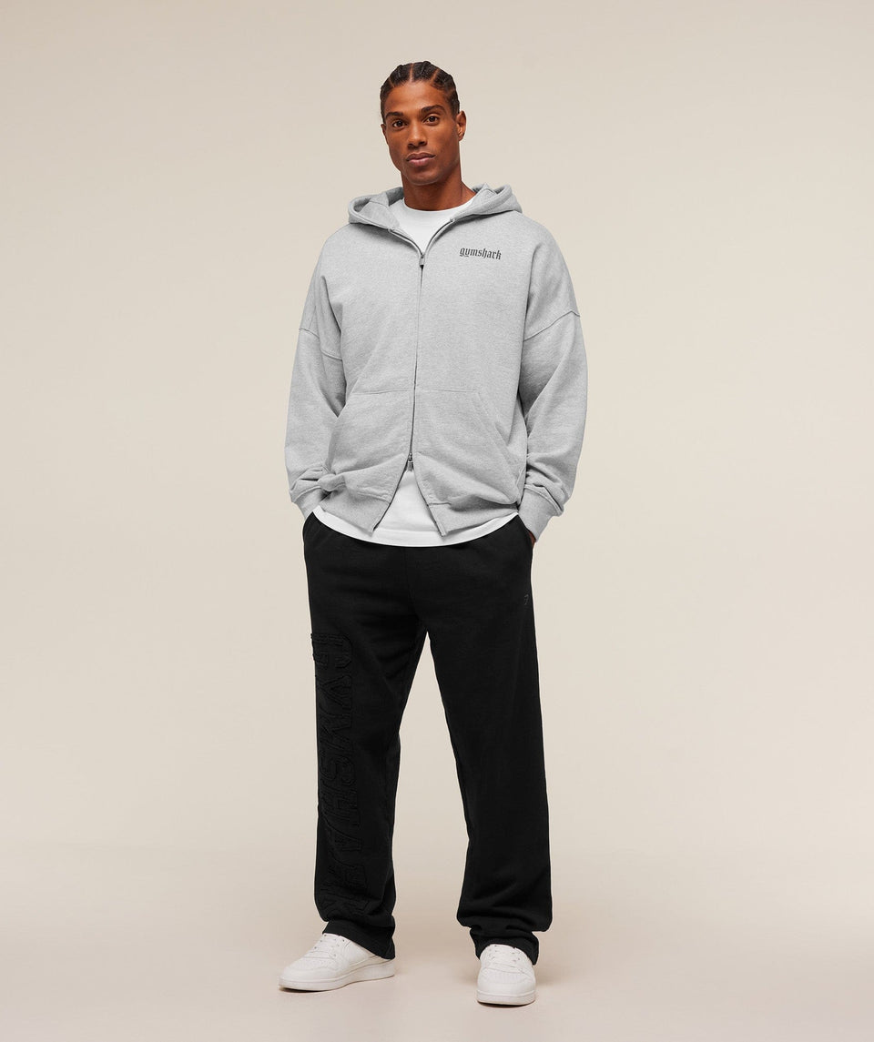 Gymshark Olde English Zip Up Hoodie Soft Grey Marl
