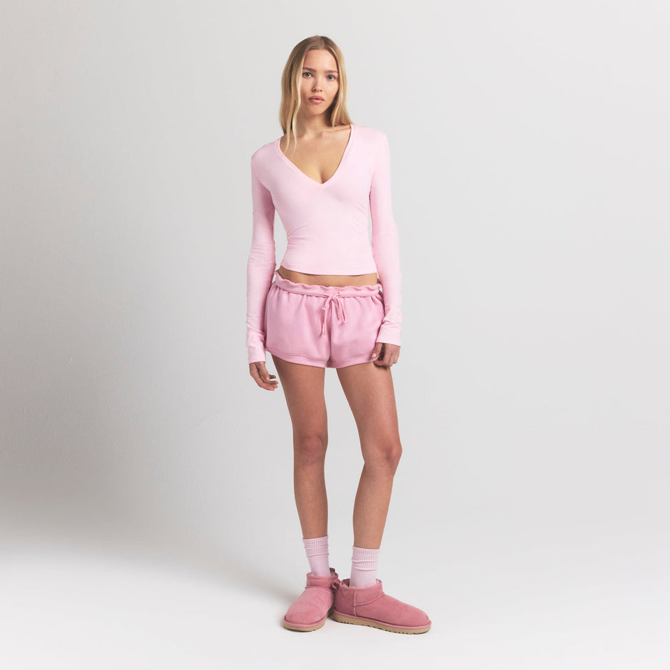 Cotton Jersey Long Sleeve Plunge Top