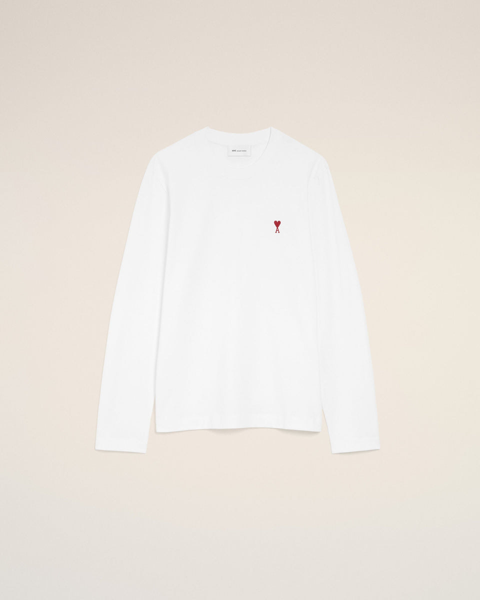 White Cotton longsleeves t-shirt with Ami De Coeur