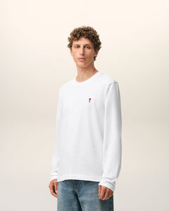White Cotton longsleeves t-shirt with Ami De Coeur