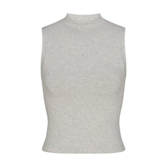 Skims Cotton Jersey Mock Neck Tank Light Heather Grey