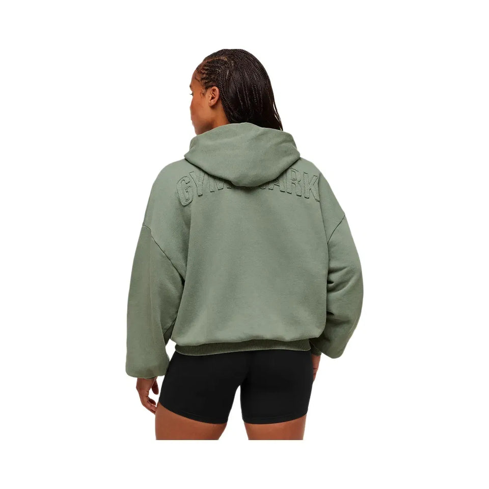 Gymshark Power Washed Oversized Hoodie - Unit Green/Acid Wash Small Ball