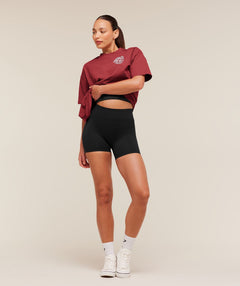 Women's Gymshark Strength And Fitness Crest Graphic T-Shirt Athletic Burgundy