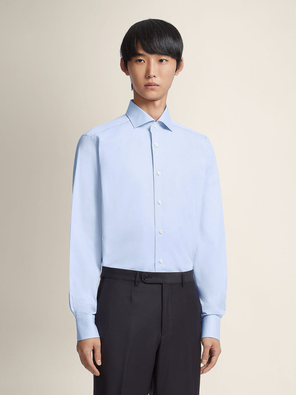 Zegna Light Blue Sea Island Cotton Shirt