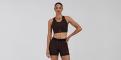 Bandit Womens Striped Cadence Longline Bra Cacao Black