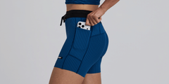 Bandit Womens Striped Cadence 5 Compression Shorts Ink Blue Aegean