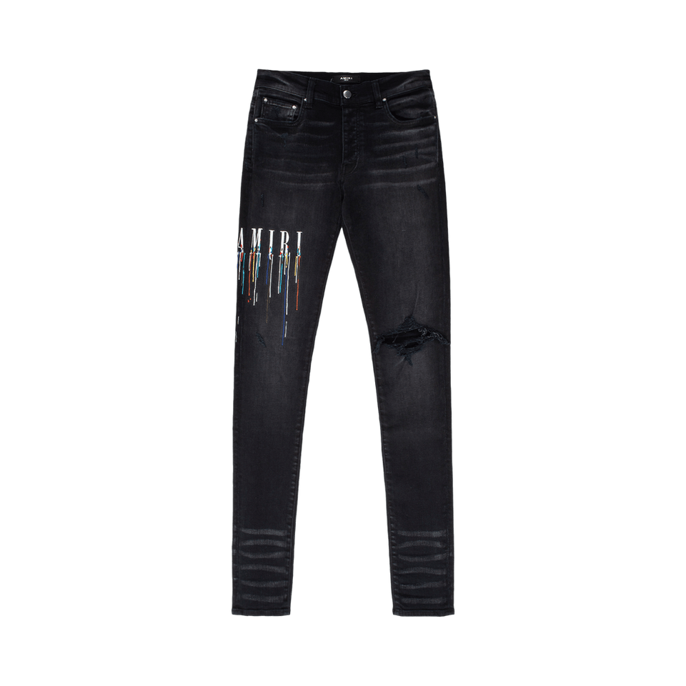 Amiri Paint Drip Logo Jean Aged Black