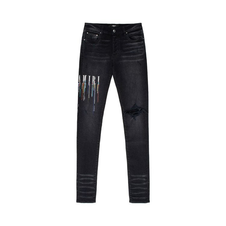 Amiri Paint Drip Logo Jean Aged Black