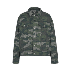 Balmain Camouflage Monogram Western Denim Jacket Multicolor/Khaki