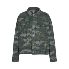 Balmain Camouflage Monogram Western Denim Jacket Multicolor/Khaki