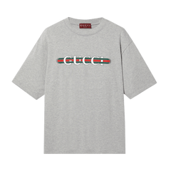 Gucci Web Logo T-Shirt Grey Melange