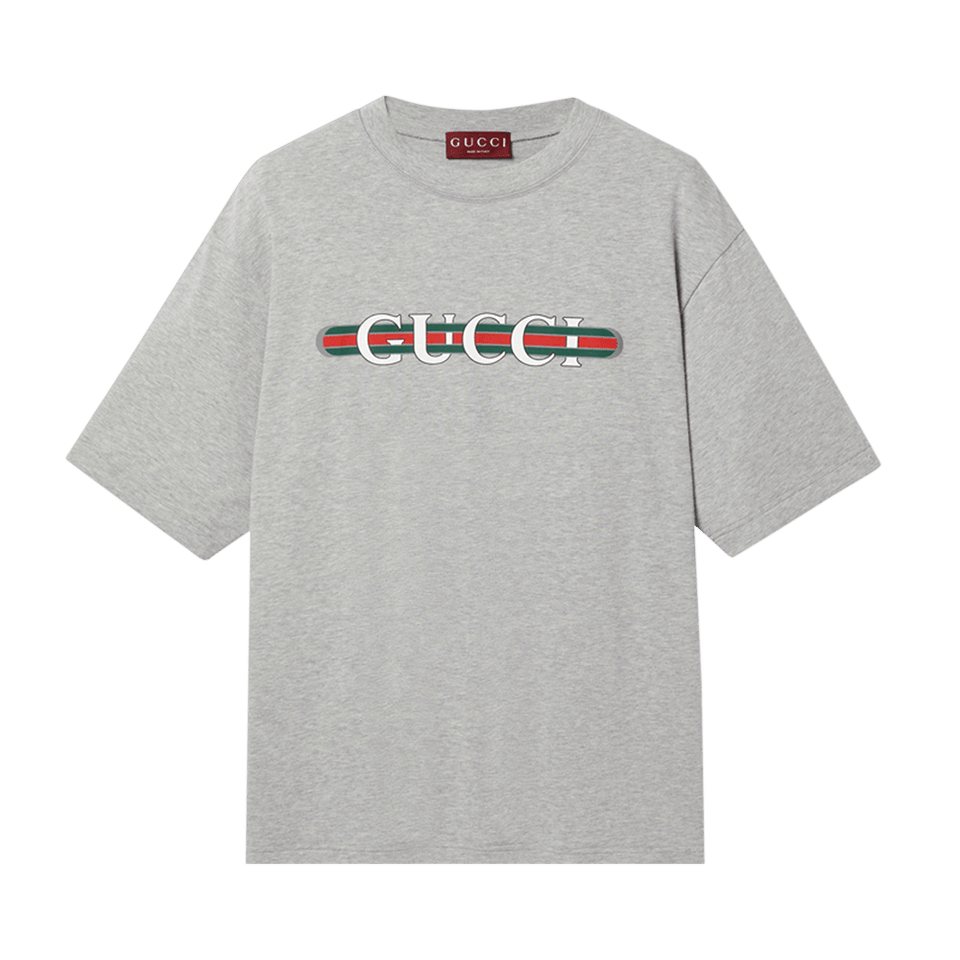 Gucci Web Logo T-Shirt Grey Melange