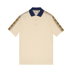 Gucci Polo With Interlocking G Stripe Off White