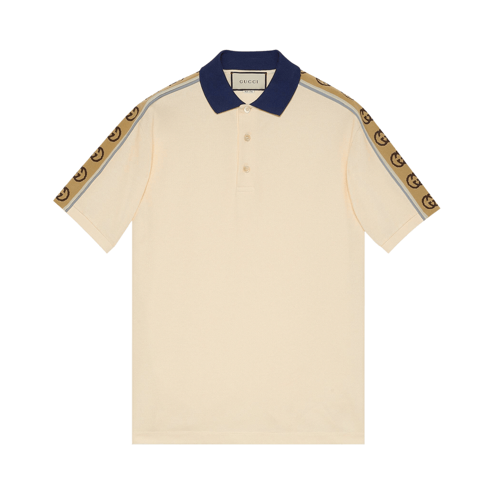Gucci Polo With Interlocking G Stripe Off White