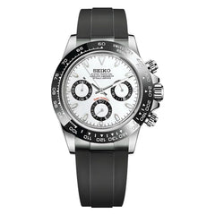 Seiko MOD Daytona Lunette céramique cadran Blanc "PANDA" Oyster Flex