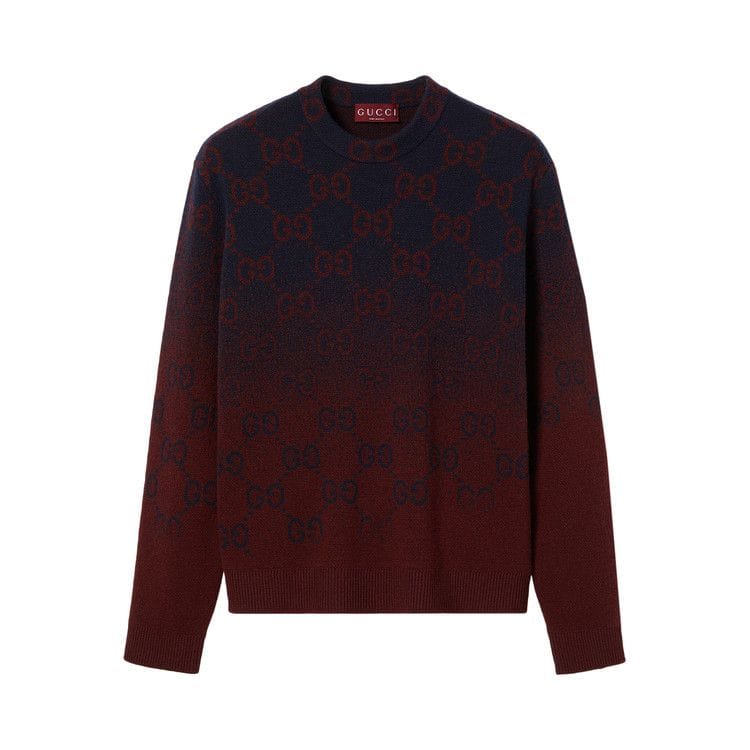Gucci Degrade Wool Jacquard Sweater Ink/Bordeaux