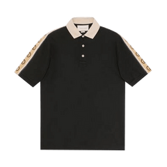 Gucci Piquet Polo With Interlocking G Stripe Black/Multicolor