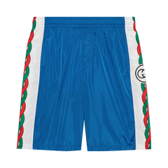 Gucci Waterproof Nylon Shorts With Interlocking G Blue
