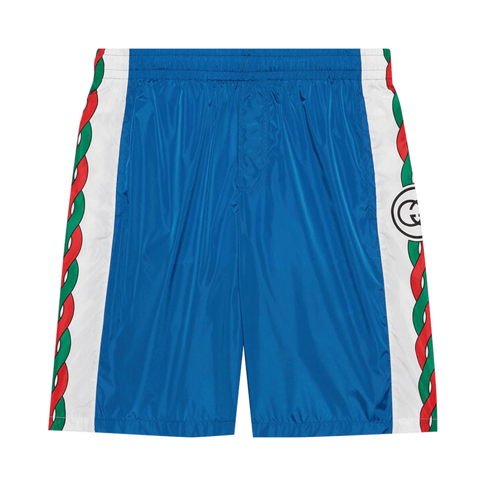 Gucci Waterproof Nylon Shorts With Interlocking G Blue