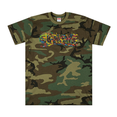 Supreme Paint Logo T-Shirt Woodland Camo