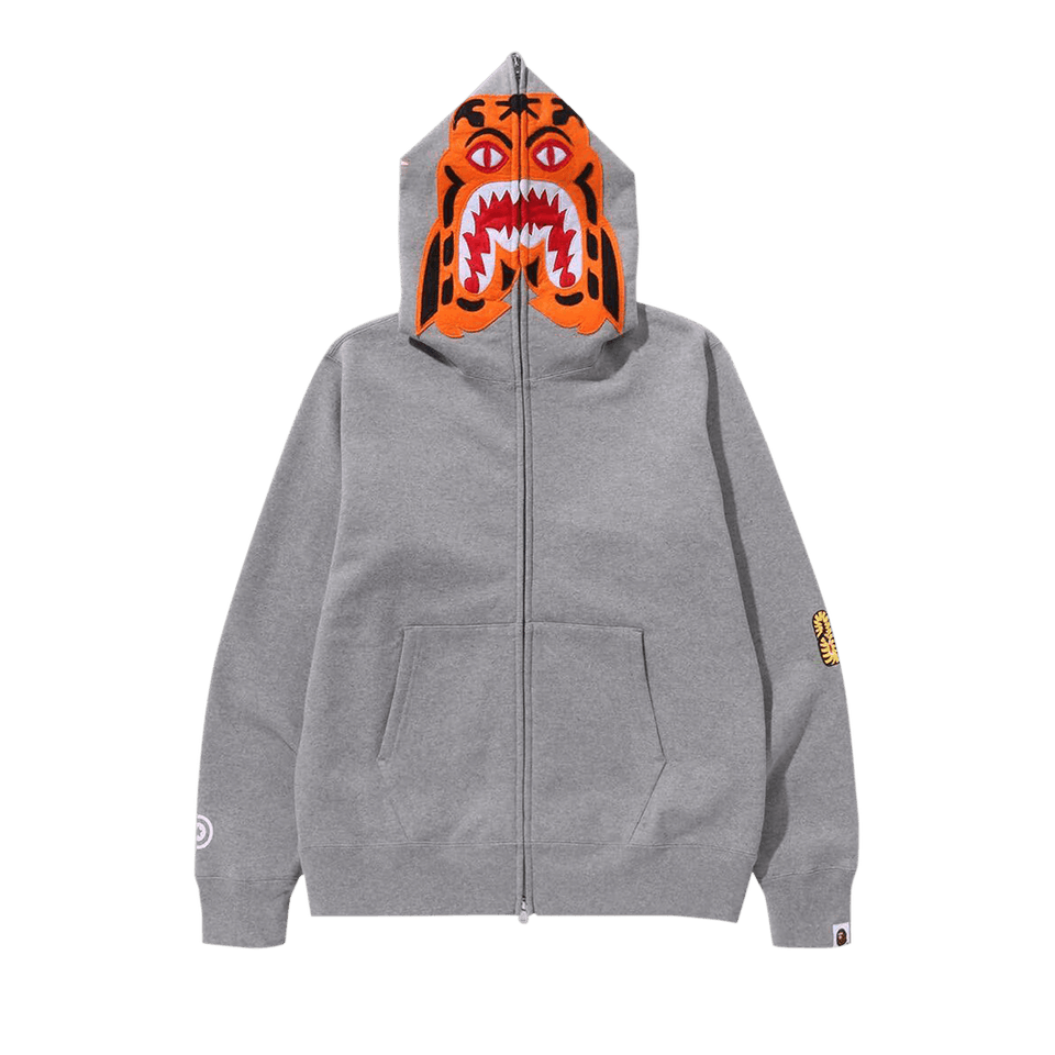 BAPE Tiger Full Zip Hoodie Grey