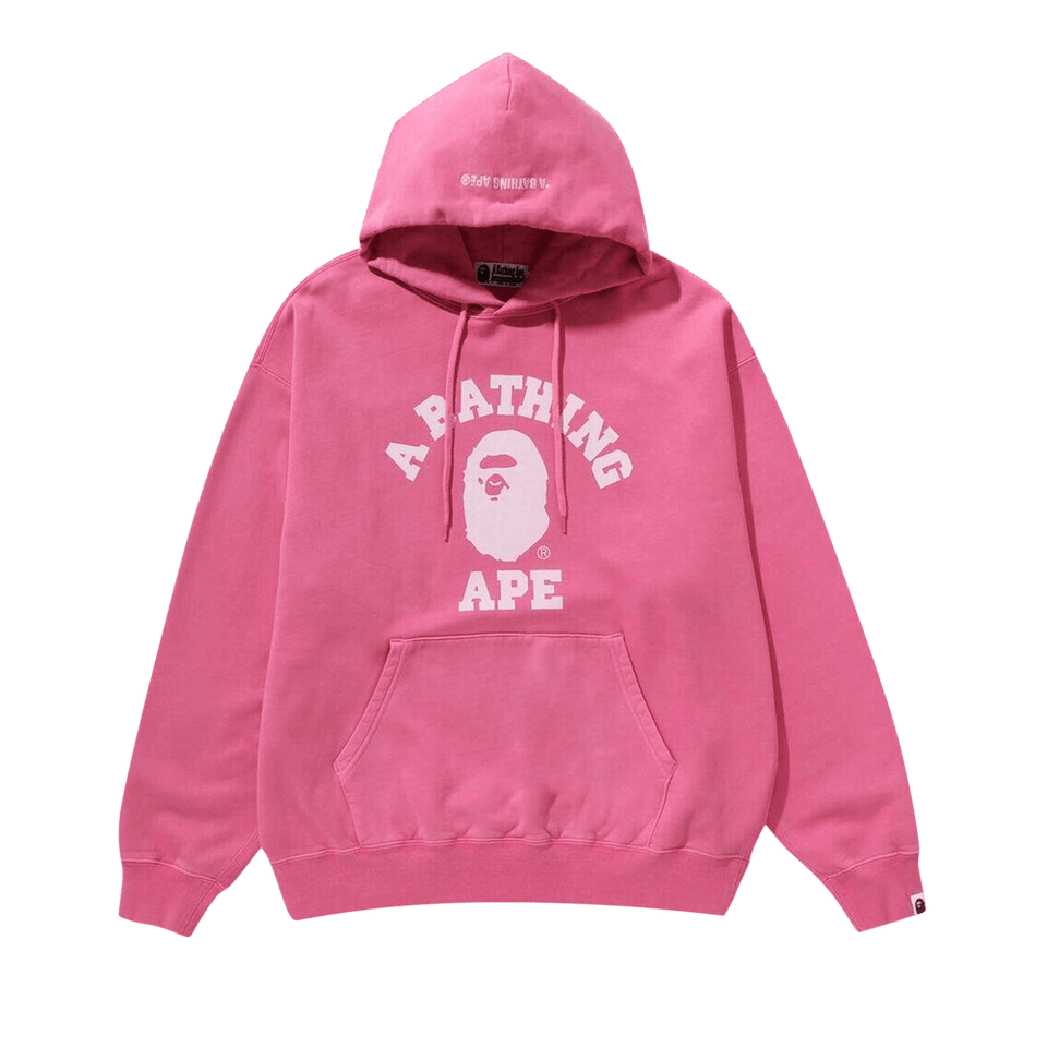BAPE College Overdye Pullover Hoodie Pink