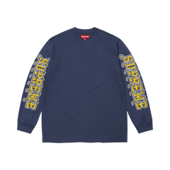 Supreme Intarsia Sleeve Long-Sleeve Top Navy