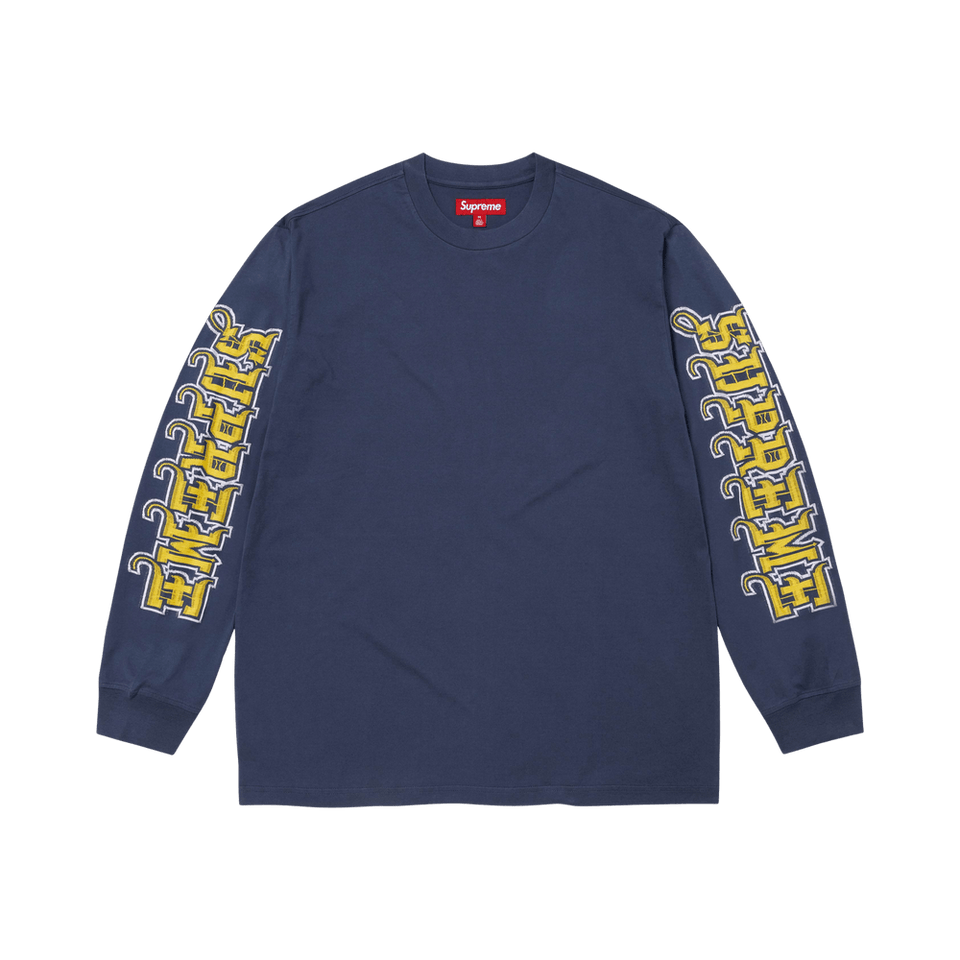 Supreme Intarsia Sleeve Long-Sleeve Top Navy
