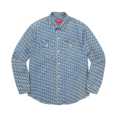 Supreme Monogram Denim Shirt Blue