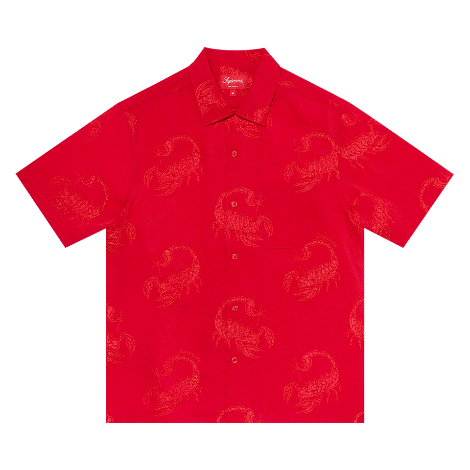 Supreme Scorpion Jaquard Shorts-Sleeve Shirt Red