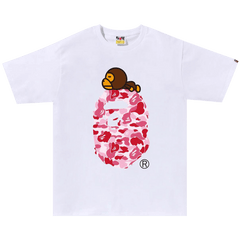 BAPE ABC Camo Milo On Big Ape T-Shirt White/Pink