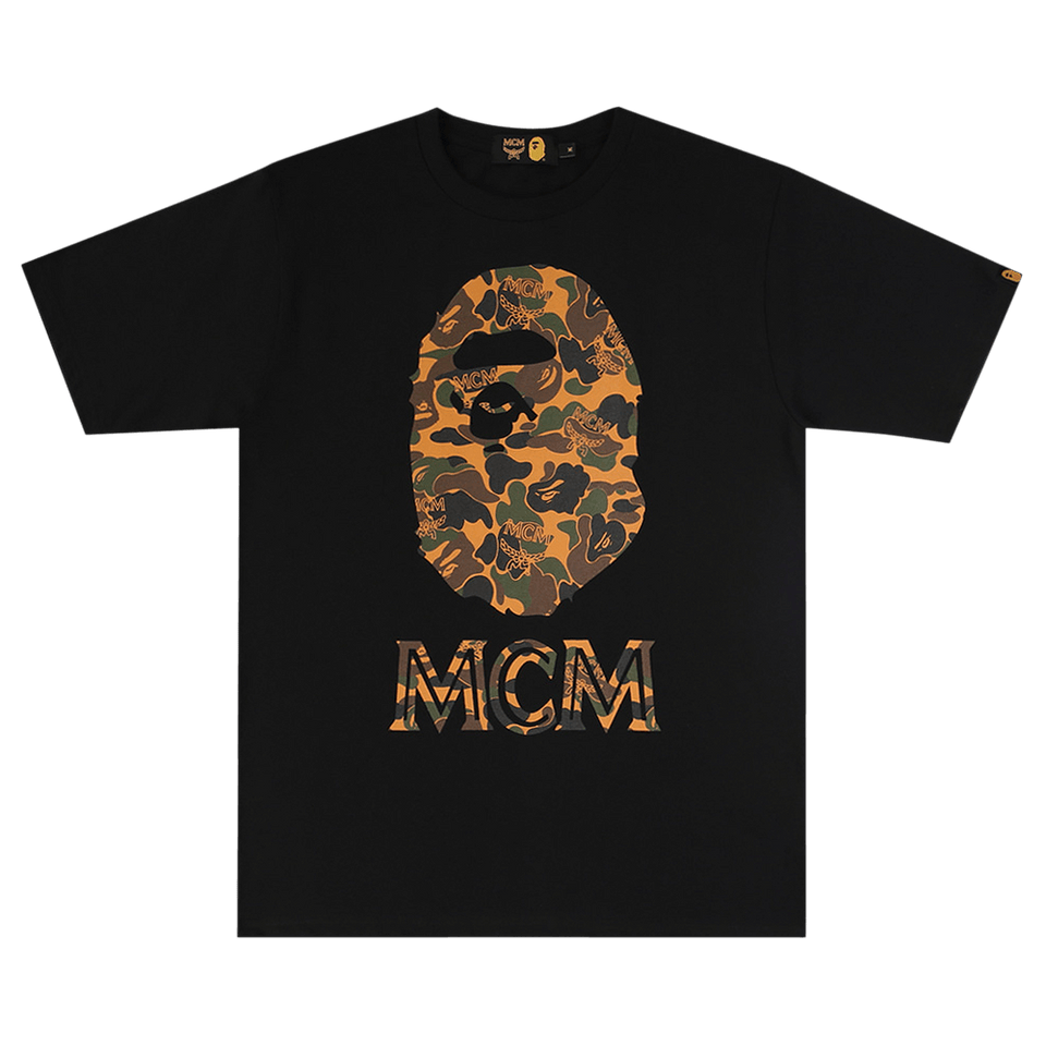 BAPE x MCM Camo Ape Head T-Shirt Black
