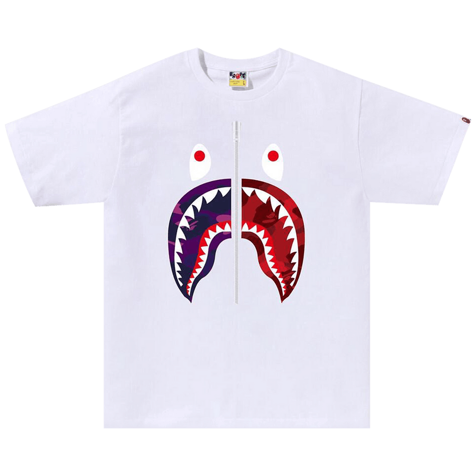 BAPE Color Camo Separate Shark T-Shirt White/Purple