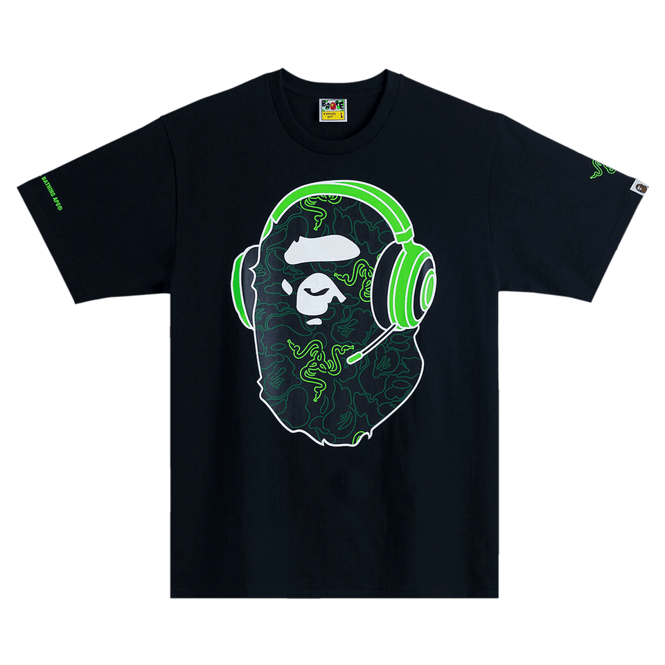 BAPE x Razer Neon Camo Ape Head T-Shirt Black