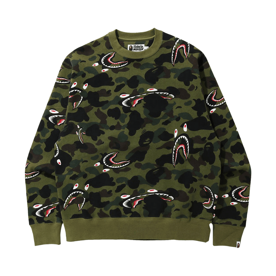 BAPE Shark 1st Camo Relaxed Crewneck Green
