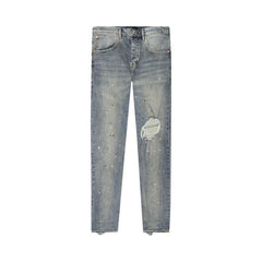 PURPLE BRAND Mid Rise Destroy Paint Jeans Blue