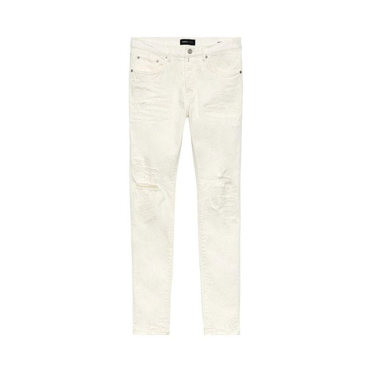 PURPLE BRAND Low Rise Slim Jeans White Light Destroy