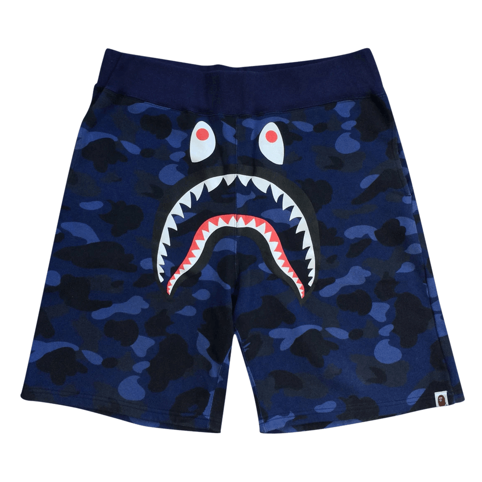 BAPE Camo Shark Sweat Shorts Navy