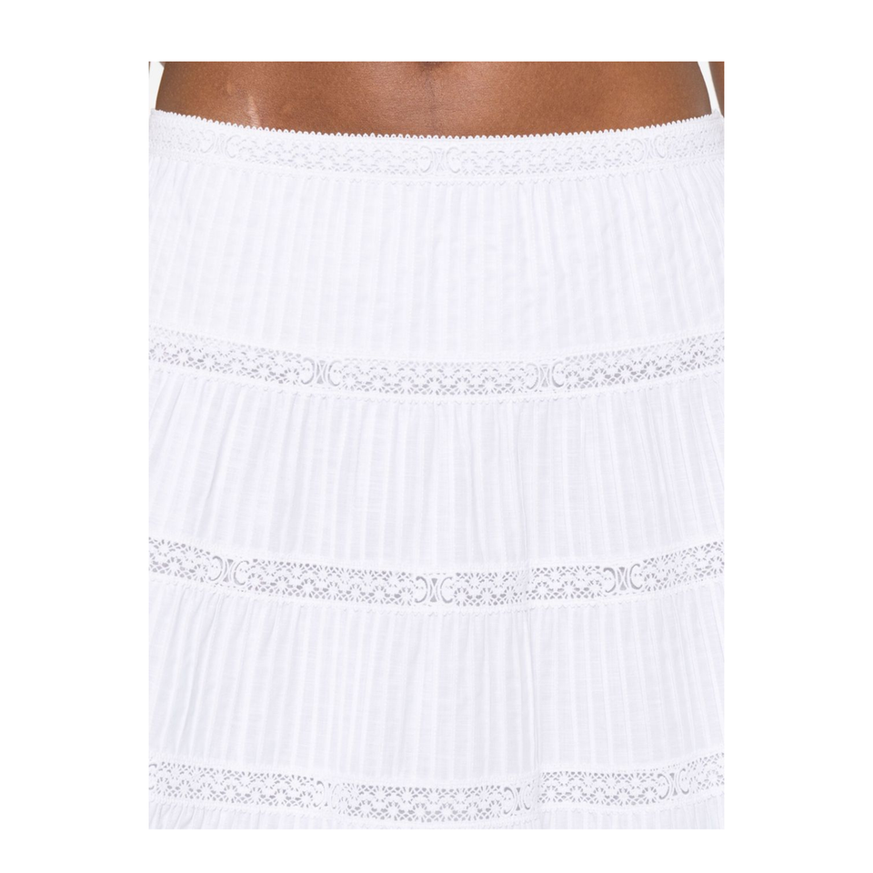 Mini Skirt with Embroidered Trims in Batiste Cotton
