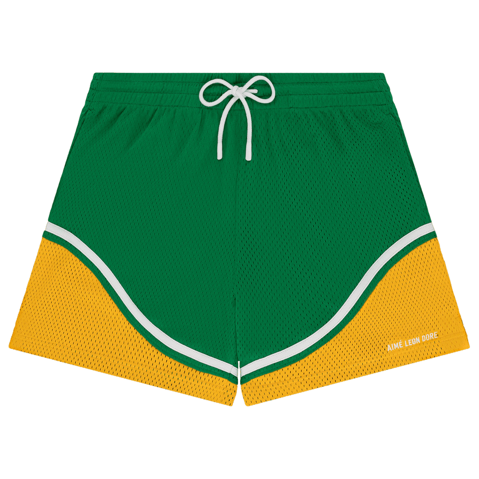 Aimé Leon Dore Colorblock Court Shorts Green/Yellow