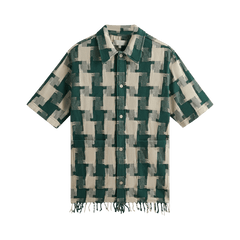 Kith Jumbo Houndstooth Boxy Collared Overshirt Conifer