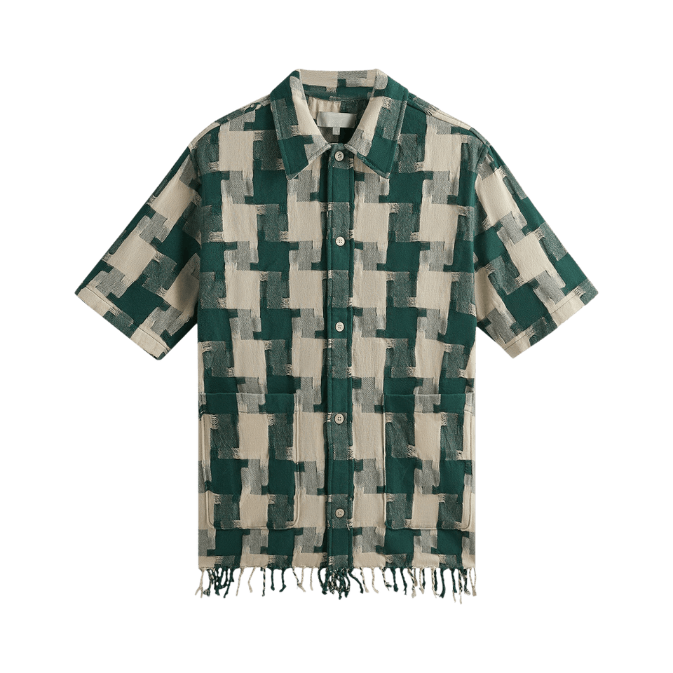 Kith Jumbo Houndstooth Boxy Collared Overshirt Conifer
