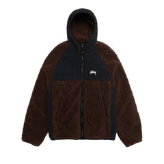 Stussy Sherpa Paneled Hooded Jacket Brown