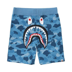 BAPE Honeycomb Camo Shark Sweat Shorts Blue